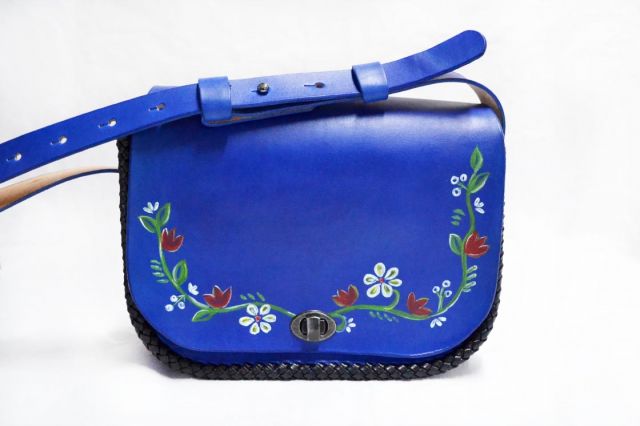 Kožená kabelka maľovaná ručne vyrobená dámska kabelka